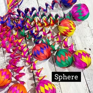Bundle of 8 pcs 100%.hand woven palm Colorful Party Decorations